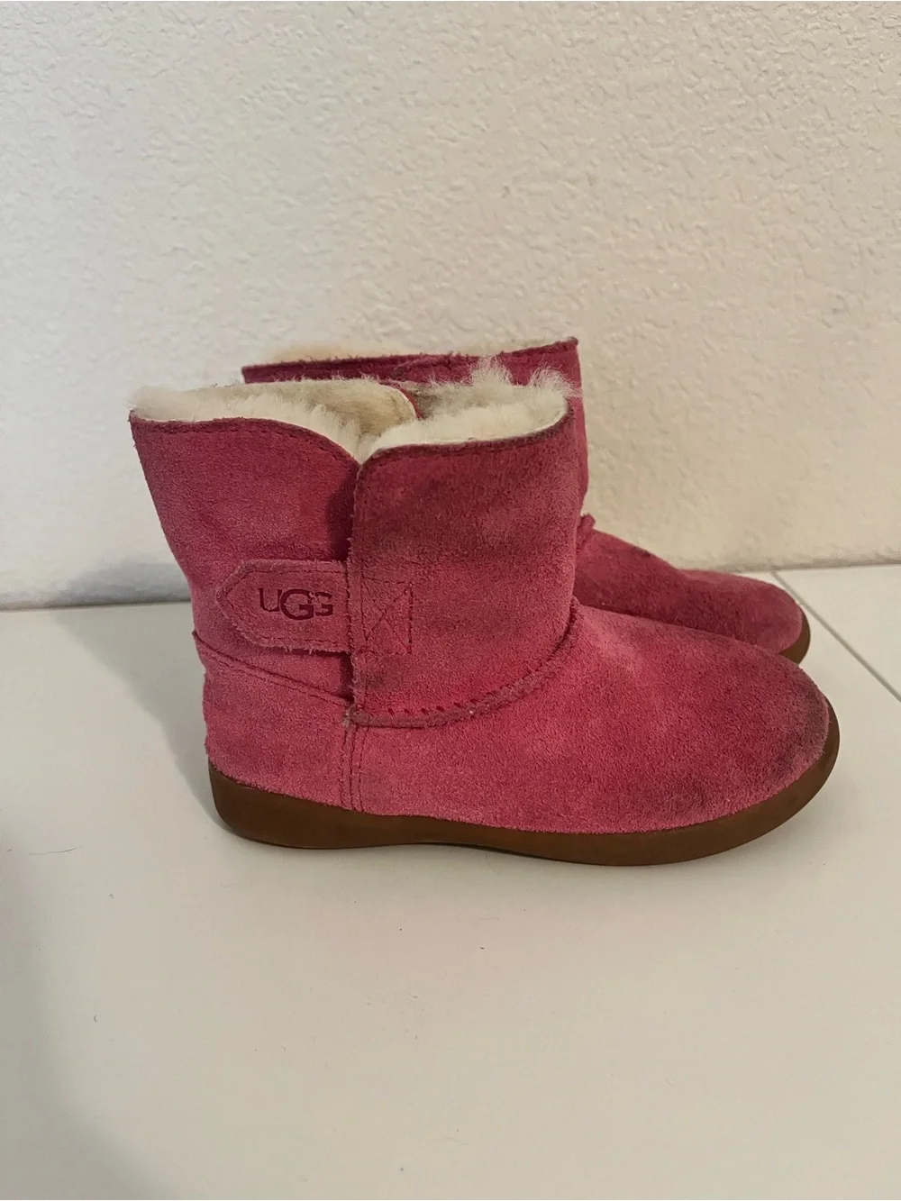 UGG Kids Hot Pink Suede Shearling Boot